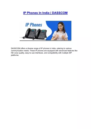 IP Phones In India | DASSCOM