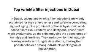 Top wrinkle filler injections in Dubai