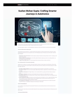 Sushen Mohan Gupta: Crafting Smarter Journeys in Autotronics