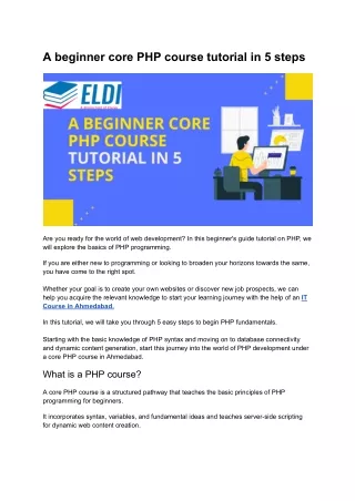 Navigating the World of Core PHP: A Beginner's Tutorial