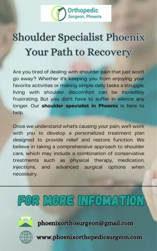 Shoulder Specialist Phoenix: Your Path to Recovery