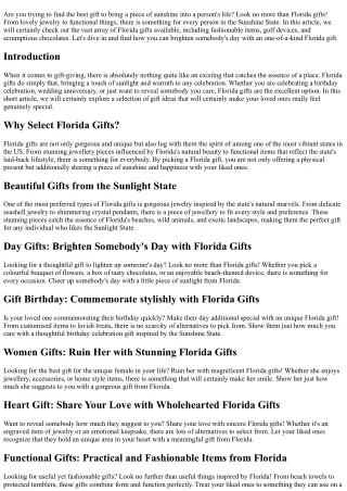 Florida Gifts: Bringing a Piece of Sunshine Home