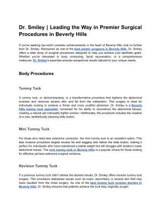 Dr. Smiley: Premier Beverly Hills Plastic Surgeon