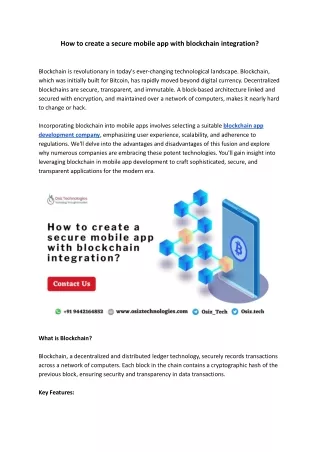 How to create a secure mobile app with blockchain integration ?