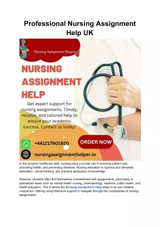 Professional Nursing Assignment Help UK