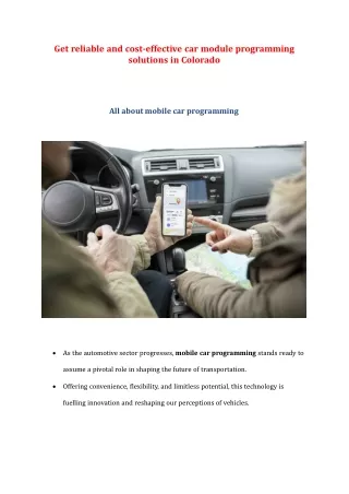 Get reliable and cost-effective car module programming solutions in Colorado