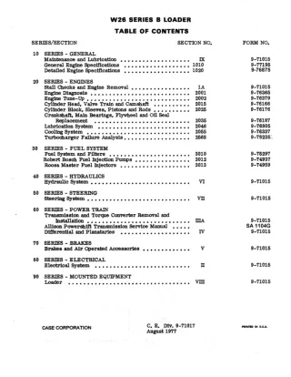 CASE W26 Wheel Loader Service Repair Manual Instant Download