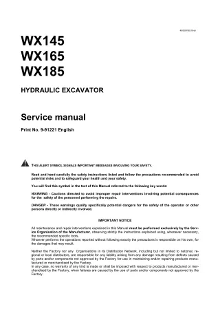 CASE WX145 Hydraulic Excavator Service Repair Manual Instant Download