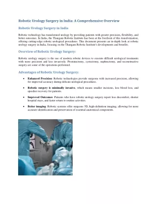 Thangam Robotic Institute(robotic urology surgery in india)