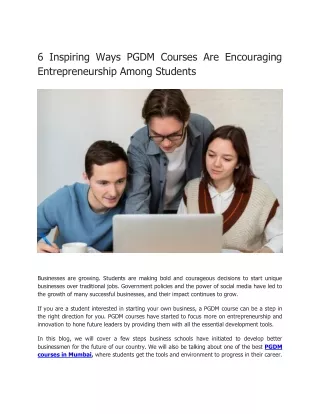 6 Inspiring Ways PGDM Courses Are Encouraging Entrepreneurship Among Students