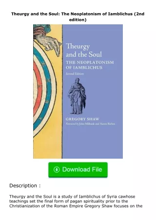 full✔download️⚡(pdf) Theurgy and the Soul: The Neoplatonism of Iamblichus (2nd edition)