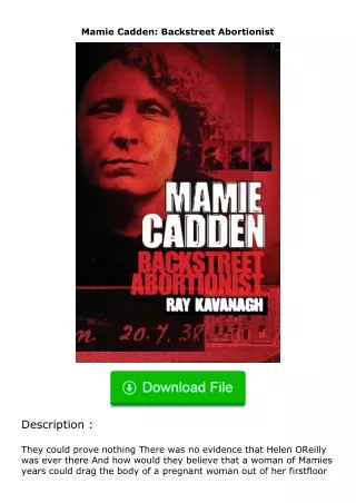 Download⚡PDF❤ Mamie Cadden: Backstreet Abortionist