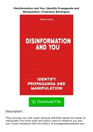 ✔️download⚡️ (pdf) Disinformation and You: Identify Propaganda and Manipulation (Treachery & Intrigue)