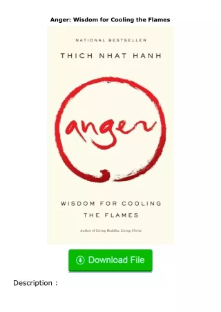 Pdf⚡(read✔online) Anger: Wisdom for Cooling the Flames