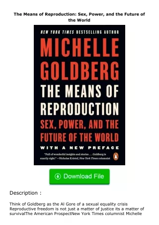 ❤️get (⚡️pdf⚡️) download The Means of Reproduction: Sex, Power, and the Future of the World