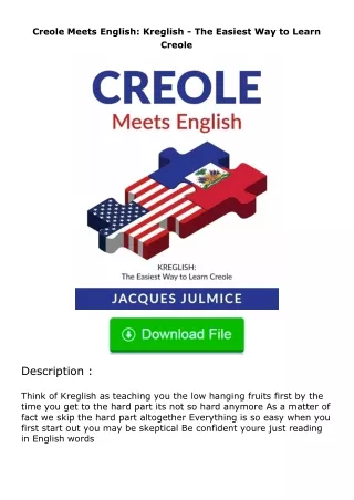 full✔download️⚡(pdf) Creole Meets English: Kreglish - The Easiest Way to Learn Creole