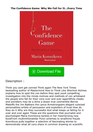 [PDF]❤READ⚡ The Confidence Game: Why We Fall for It...Every Time