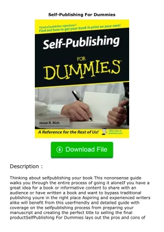 Pdf⚡(read✔online) Self-Publishing For Dummies