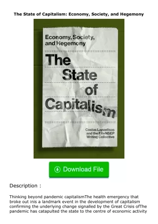 Download⚡(PDF)❤ The State of Capitalism: Economy, Society, and Hegemony