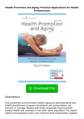 free read (✔️pdf❤️) Health Promotion and Aging: Practical Applications for Health Professionals