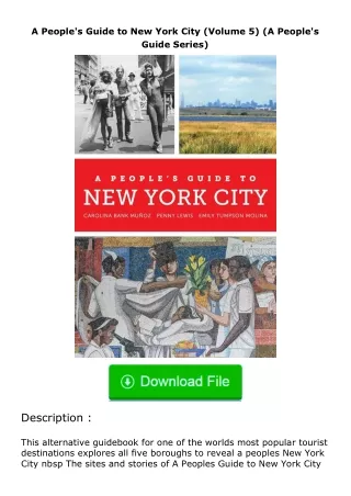 ❤PDF⚡ A People's Guide to New York City (Volume 5) (A People's Guide Series)