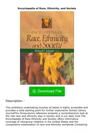 full✔download️⚡(pdf) Encyclopedia of Race, Ethnicity, and Society