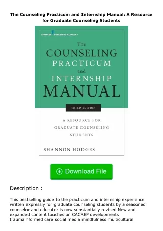 Download❤[READ]✔ The Counseling Practicum and Internship Manual: A Resource for Graduate Counseling Students