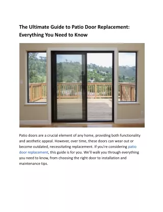 The Ultimate Guide to Patio Door Replacement