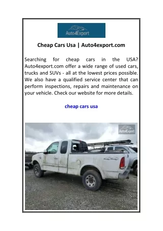 Cheap Cars Usa  Auto4export.com