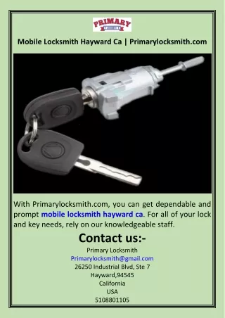 Mobile Locksmith Hayward Ca  Primarylocksmith.com