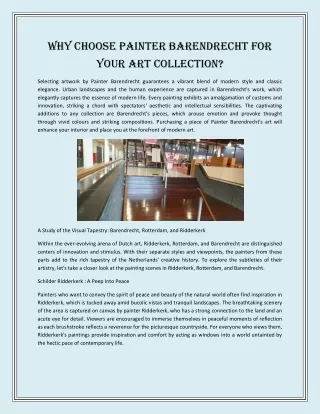 Why Choose Painter Barendrecht for Your Art Collection