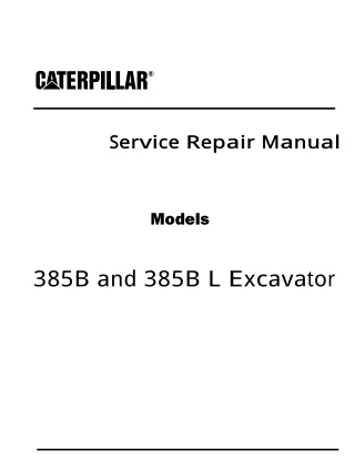 Caterpillar Cat 385B L Excavator (Prefix CLS) Service Repair Manual (CLS00001 and up)