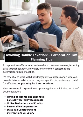 Avoiding Double Taxation: S Corporation Tax Planning Tips