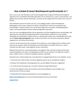 Hoe schakel ik Avast Wachtwoord synchronisatie in