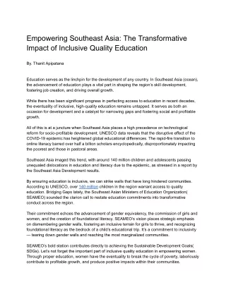 Empowering Southeast Asia_ The Transformative Impact of Inclusive Quality Education