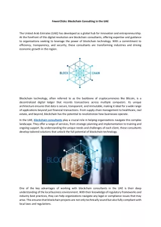 FewerClicks Blockchain Consulting in the UAE