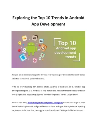 Exploring the Top 10 Trends in Android App Development