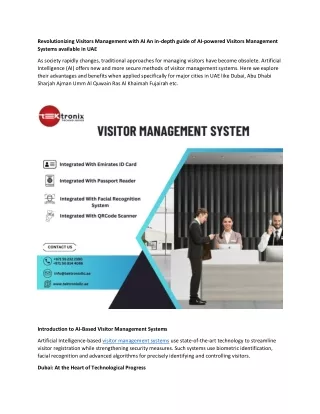 Revolutionizing Visitor Management with AI in UAE