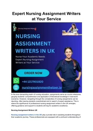 Expert Nursing Assignment Writers at Your Service