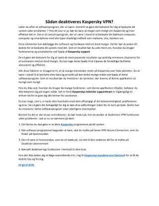 Sådan deaktiveres Kaspersky VPN