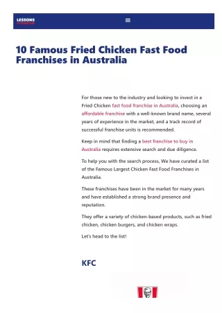 Chicken franchises australia