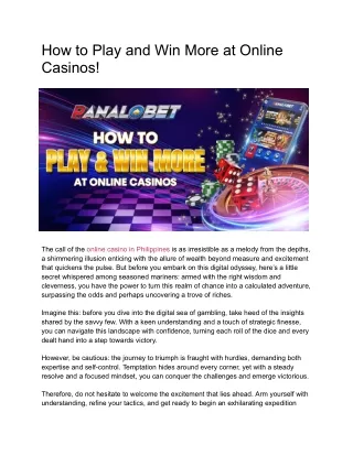 How to Play and Win More at Online Casinos