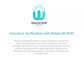 Insurance Verification with Networth RCM