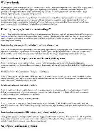 Premixy słodkie do waporyzatorów: pyszne smaki, które zaspokoją Twoje łaknienie