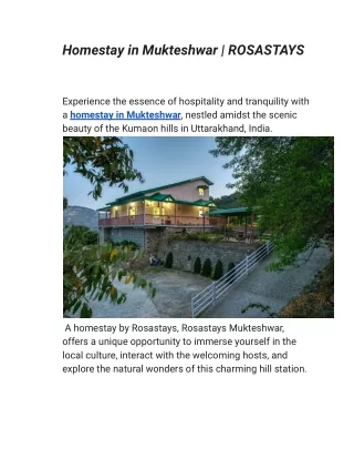 Homestay in Mukteshwar | ROSASTAYS