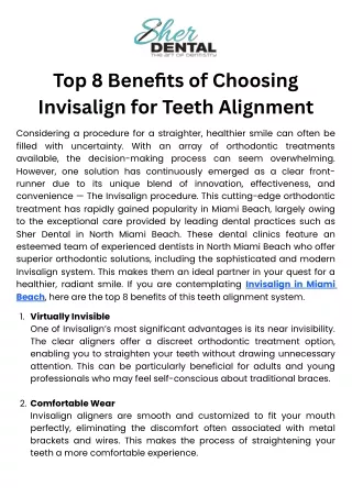 Top 8 Benefits of Choosing Invisalign for Teeth Alignment