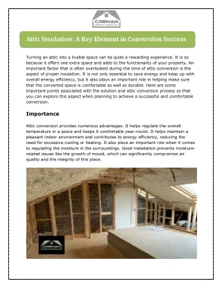 Attic Insulation A Key Element in Conversion Success