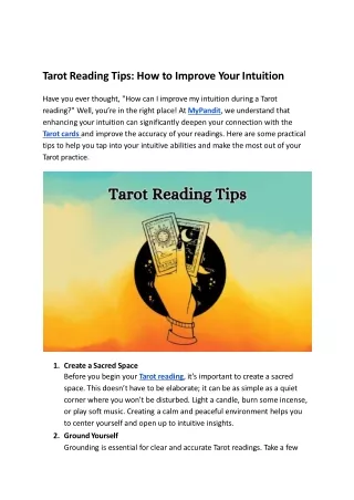 Tarot Reading Tips: How to Improve Your Intuition