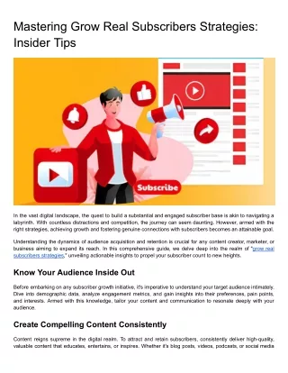 Mastering Grow Real Subscribers Strategies: Insider Tips