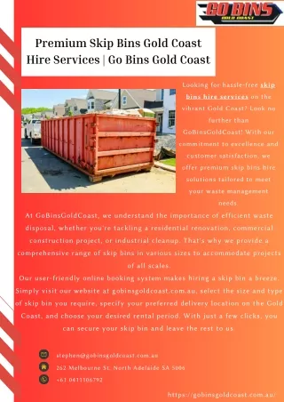 Premium Skip Bins Gold Coast Hire Services  Go Bins Gold Coast